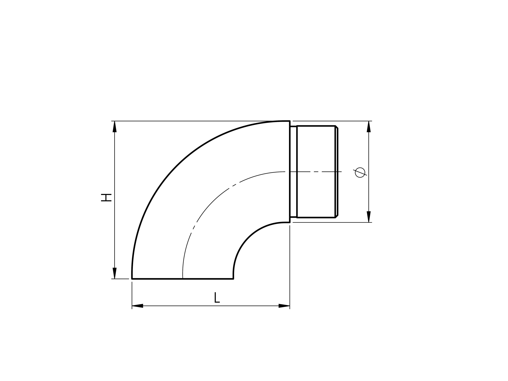 Endbogen 90°, 42,4x2,0mm