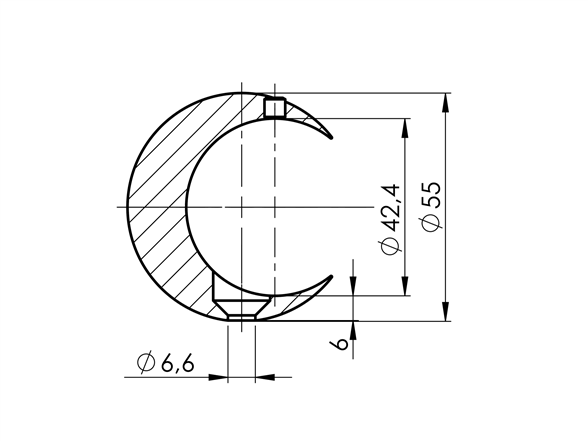Handlaufhalter - halber Kugelring