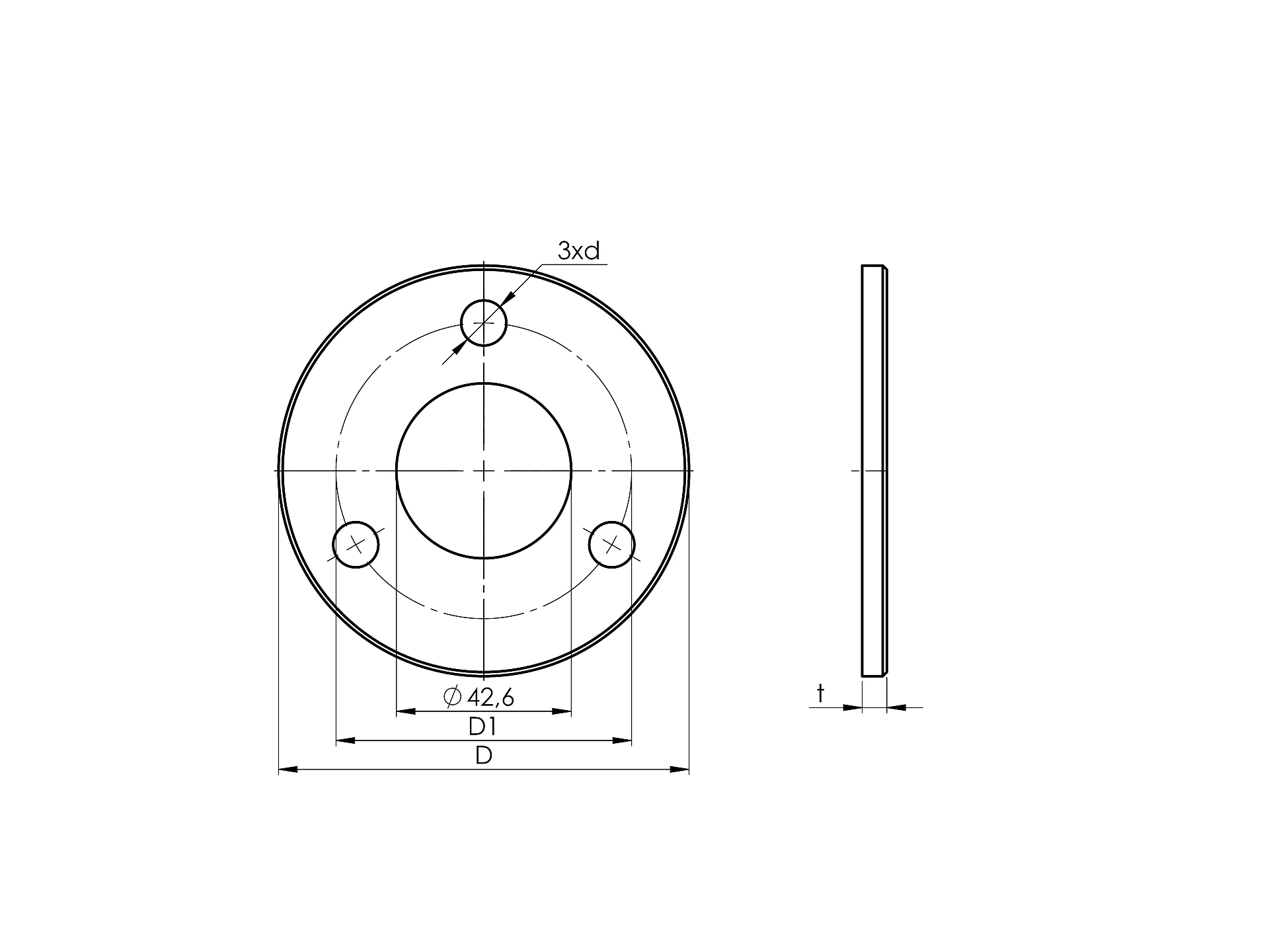 Ankerplatte Ø 100x4mm, mit Rundschliff, V2A 