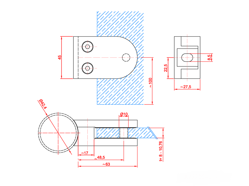 Glasklemmhalter groß 63x45mm